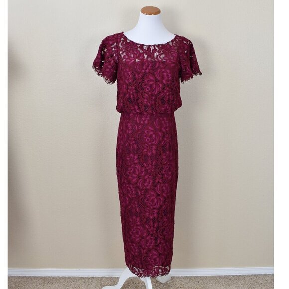 JS Collections Dresses & Skirts - JS Collections Lace Flutter Sleeve Midi Formal Dress 6